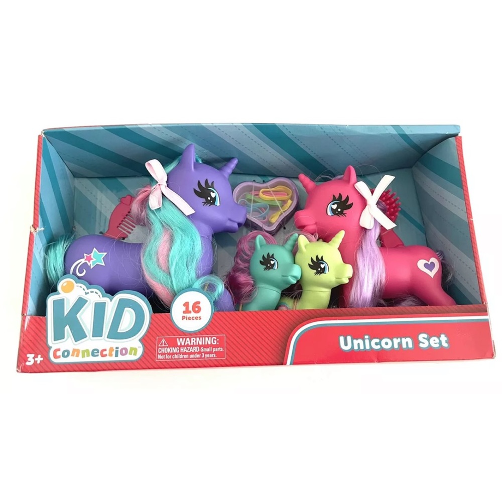 Kid Connection 16 Pc Unicorn Set Brush Comb Pony Purple Pink Girl Gift , New